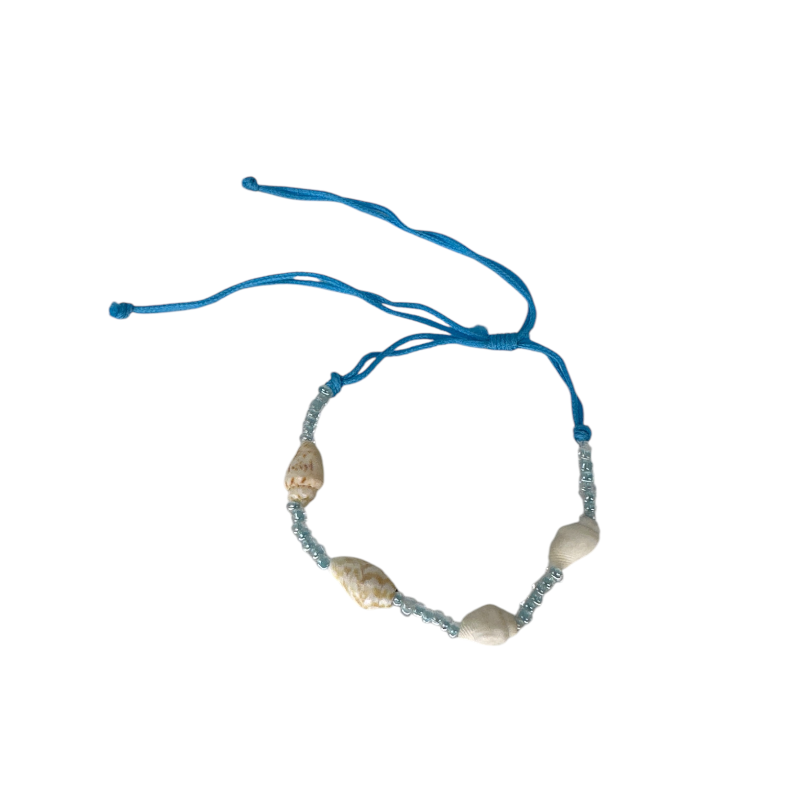 Tiny Shell Seed Bead Adjustable String Bracelet Blue