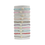 Hand Made Cowry Shell and Seed Bead Adjustable String Bracelet Variety Pack of 10