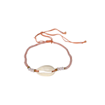 Cowry Shell Seed Bead Adjustable String Bracelet or Anklet Coral