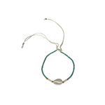 Cowry Shell Seed Bead Adjustable String Bracelet or Anklet Seafoam