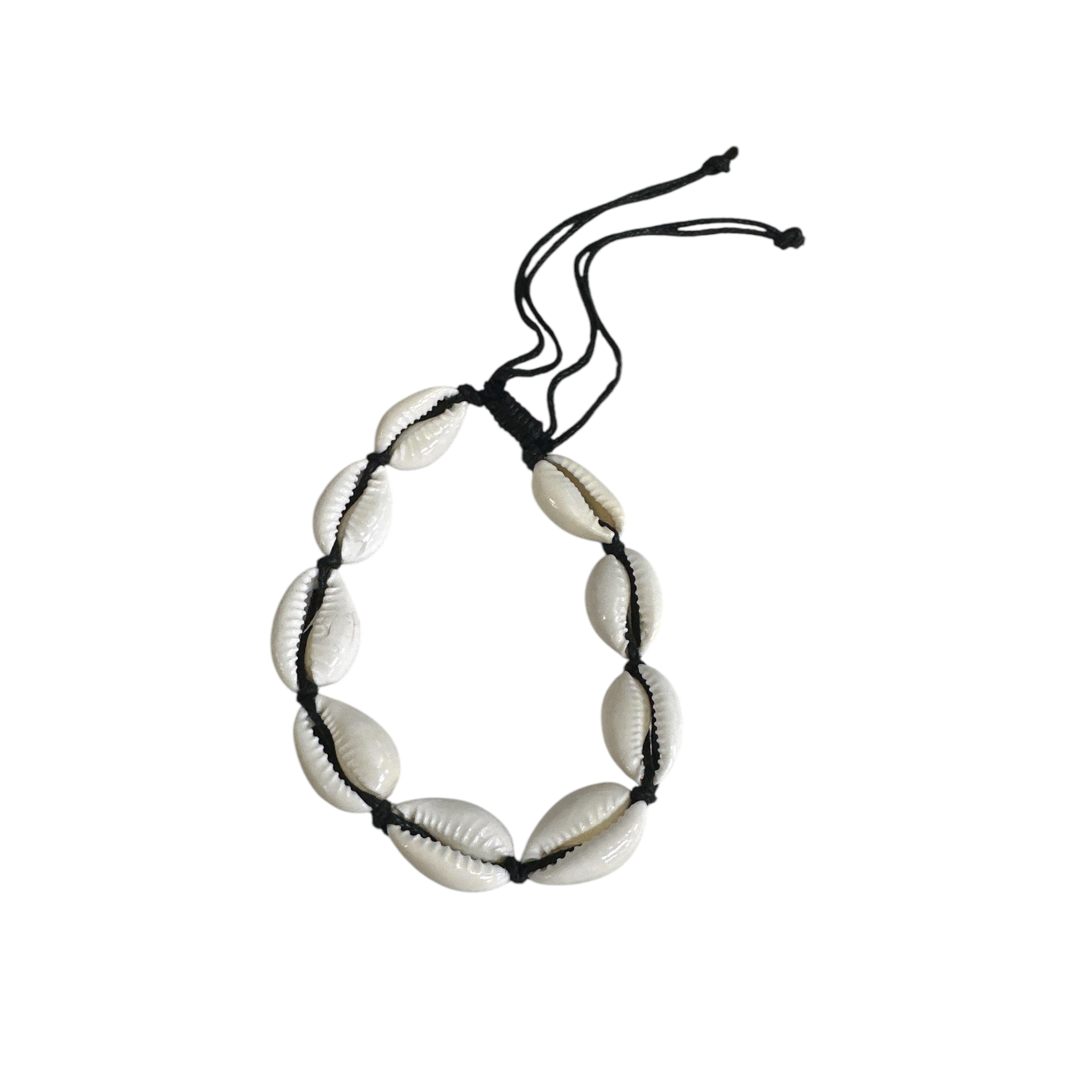 Cowry Shell Adjustable String Bracelet or Anklet Black