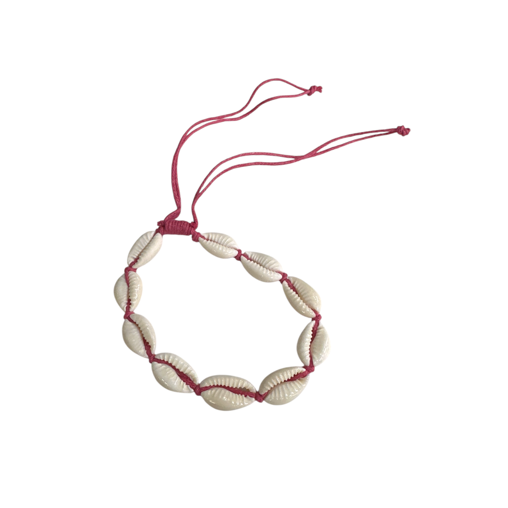 Cowry Shell Adjustable String Bracelet Hot Pink