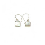 SE539 Sterling Silver Mother of Pearl Square Dangle Earrings