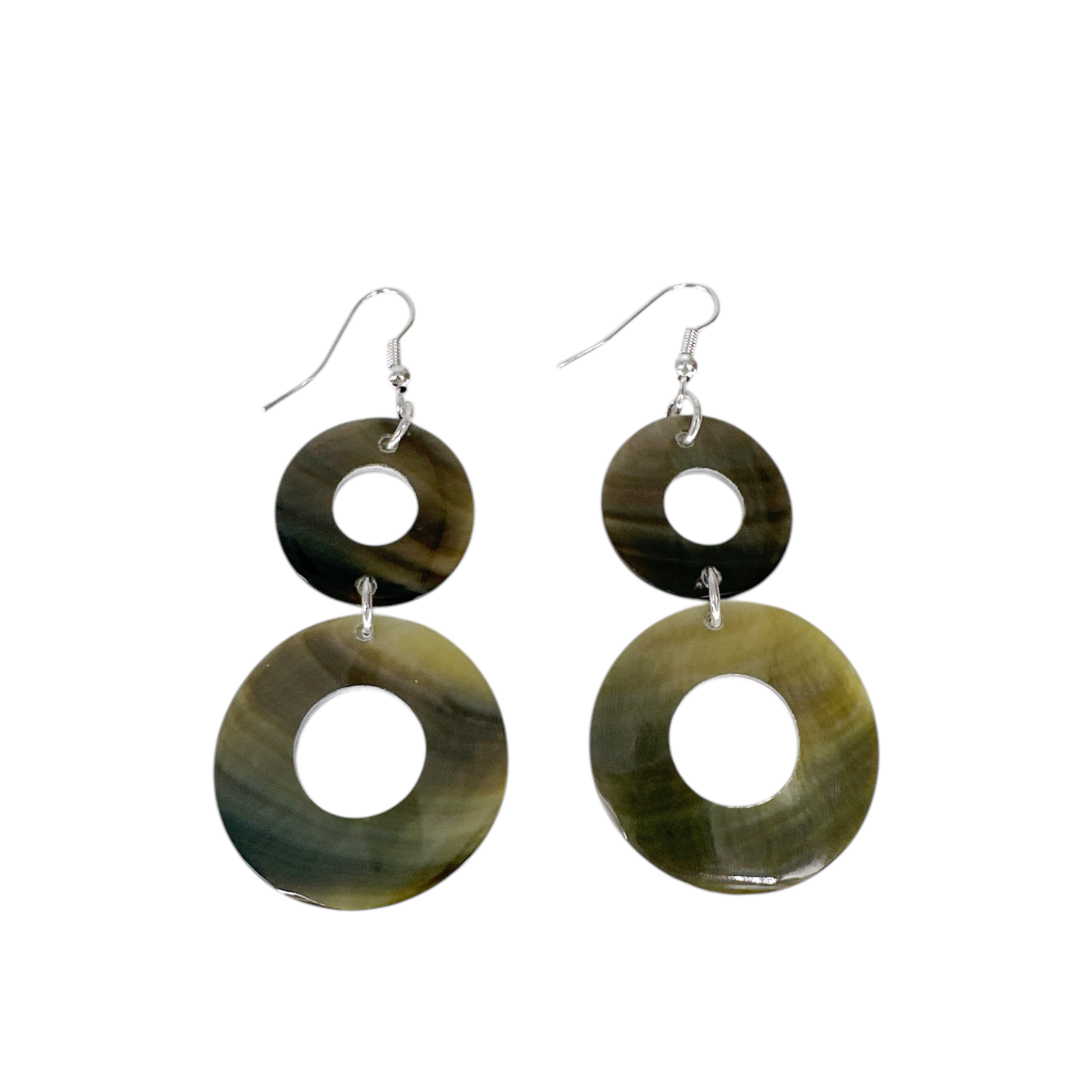 EA203 Shell Earrings Gold Shell Double Circles