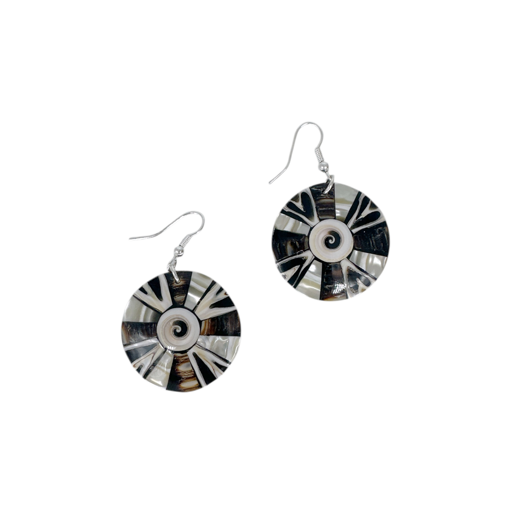 EA200 Shell Earrings Swirl Center Mixed Shell
