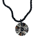 Petite Shell Necklace Swirl Center Mixed Shell with Black Beads - N216
