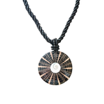N213 Island Shell Necklace Eye of Shiva Center Dark with Black Beads N213 Island Shell Necklace Eye of Shiva Center Dark with Black Beads