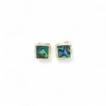 SE604 Sterling Silver Paua Shell Square Stud Earrings