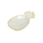Hand Made Capiz Shell Dish Pineapple Shape Gold Rim