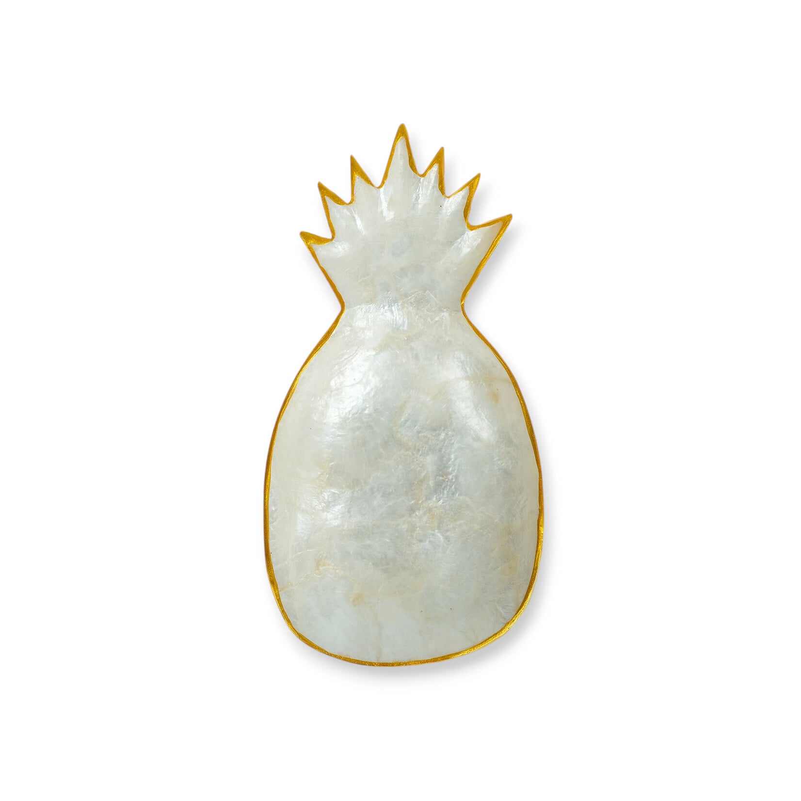 Hand Made Capiz Shell Dish Pineapple Shape Gold Rim