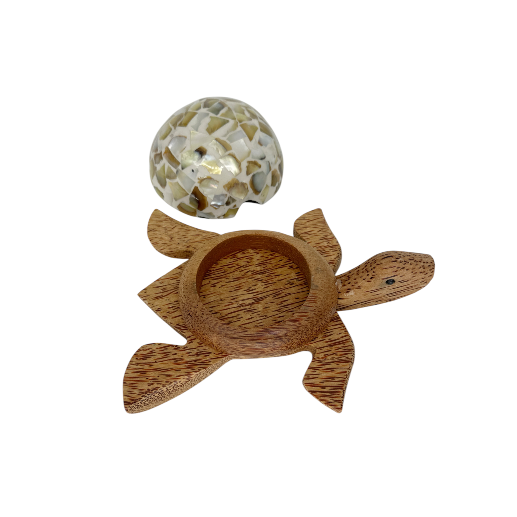 Hand Carved Mother of Pearl Shell Coconut  Turtle Large
