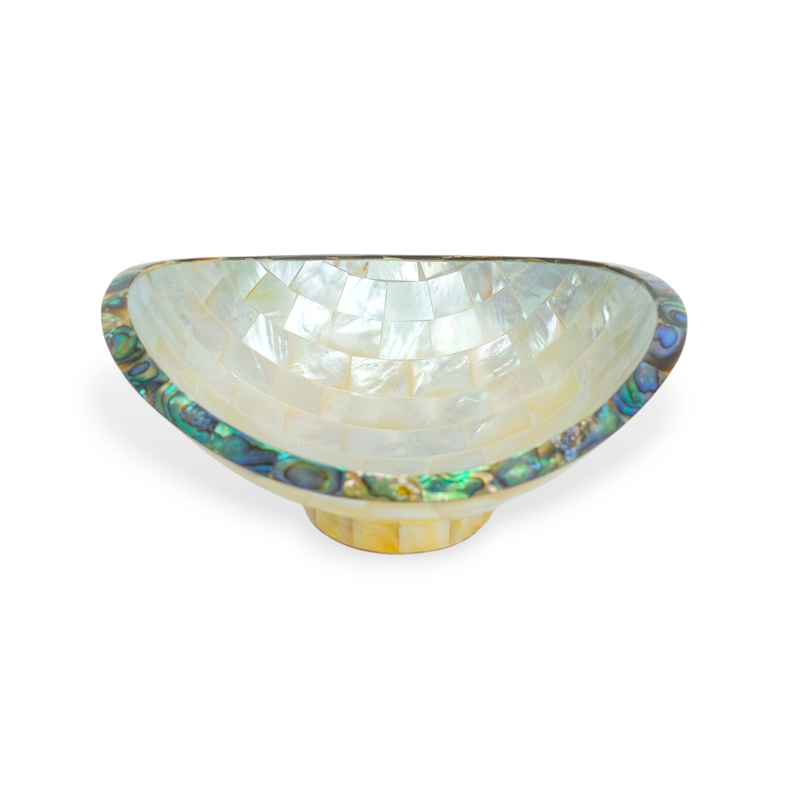 Hand Made Mother of Pearl Oval Bowl With Paua Shell Edge 11cm