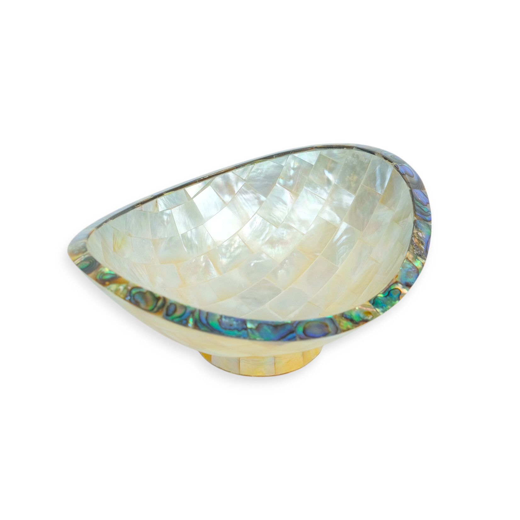 Hand Made Mother of Pearl Oval Bowl With Paua Shell Edge 11cm