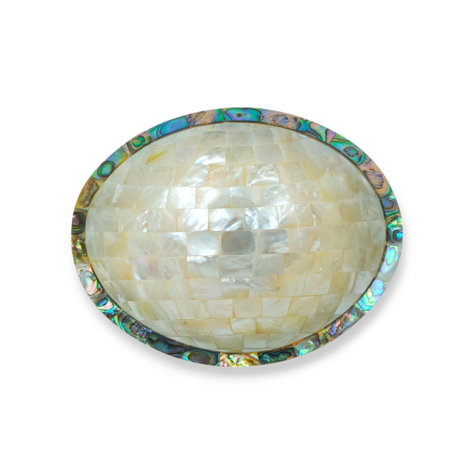 Hand Made Mother of Pearl Oval Bowl With Paua Shell Edge 11cm