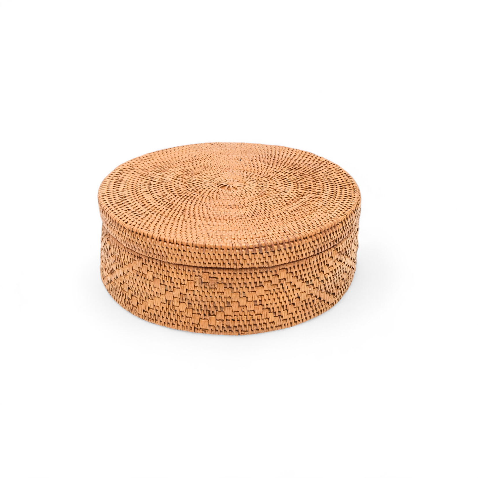 Hand Woven Ata Basket #102 Round Box with Lid