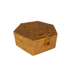 Hand Woven Ata Basket #105 Hexagon Box with Loop Latch Lid