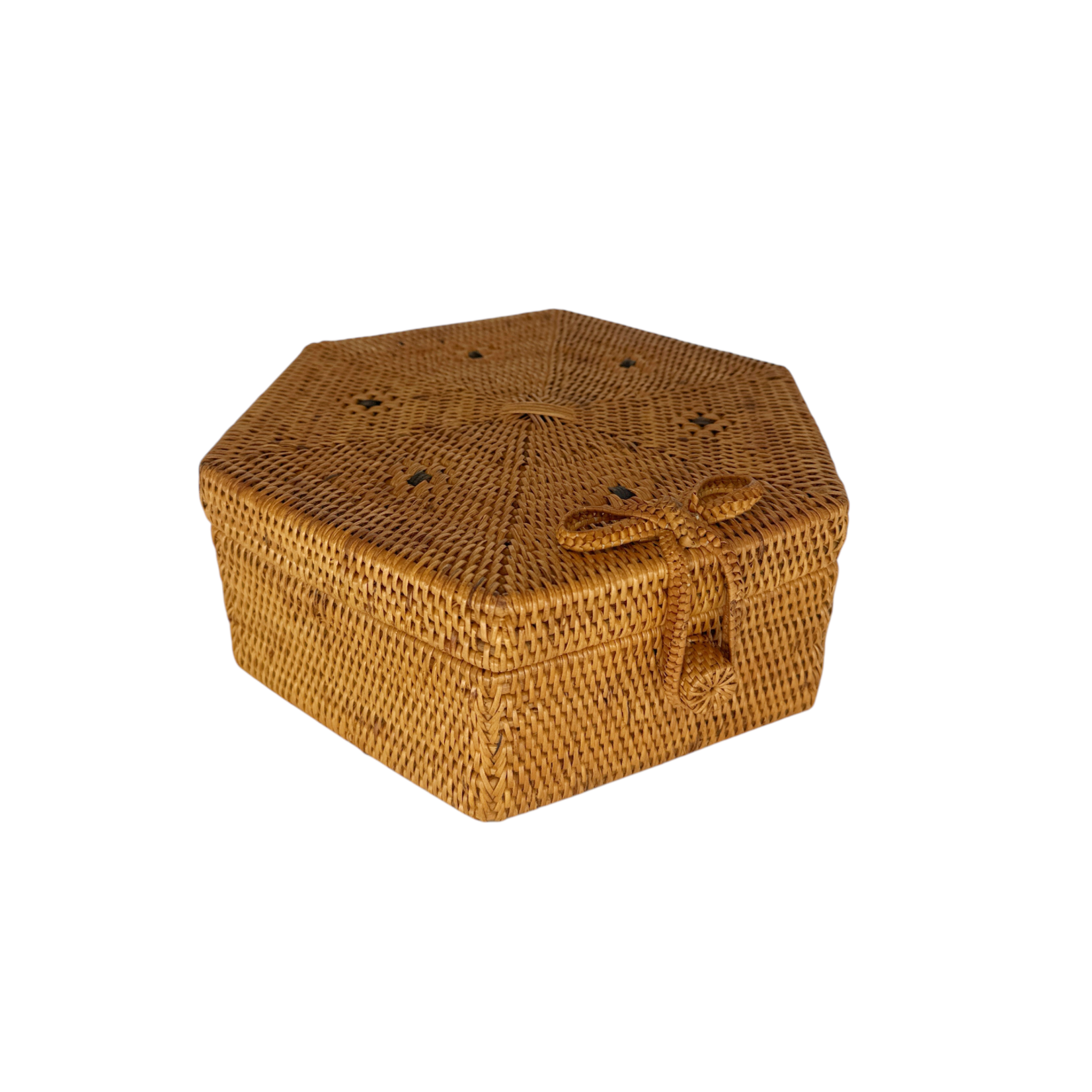 Hand Woven Ata Basket #105 Hexagon Box with Lid
