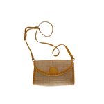 Hand Woven Cane Rattan Bag with Leather Trim  Crossbody Clutch Small Weave