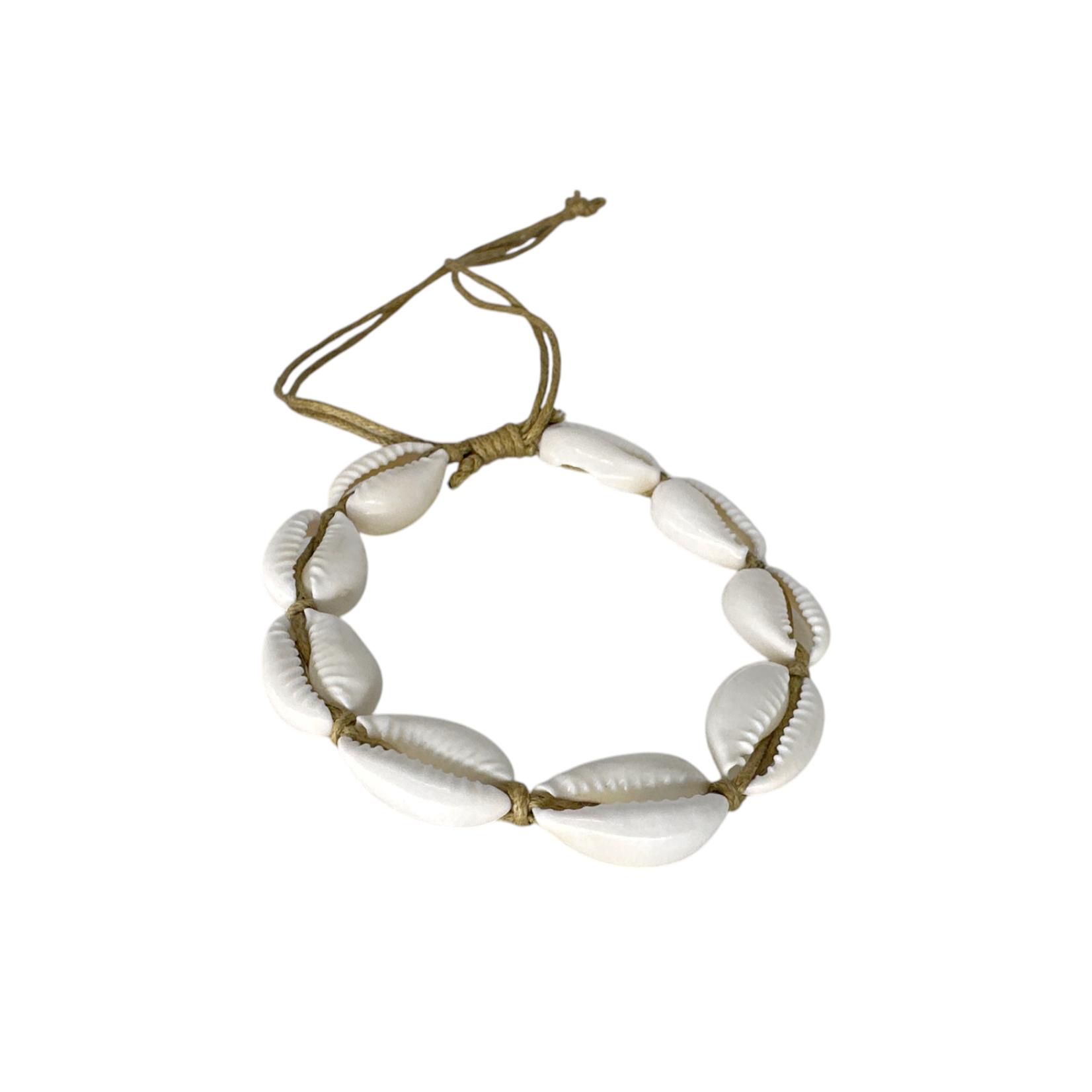 Cowry Shell Adjustable String Bracelet or Anklet Brown
