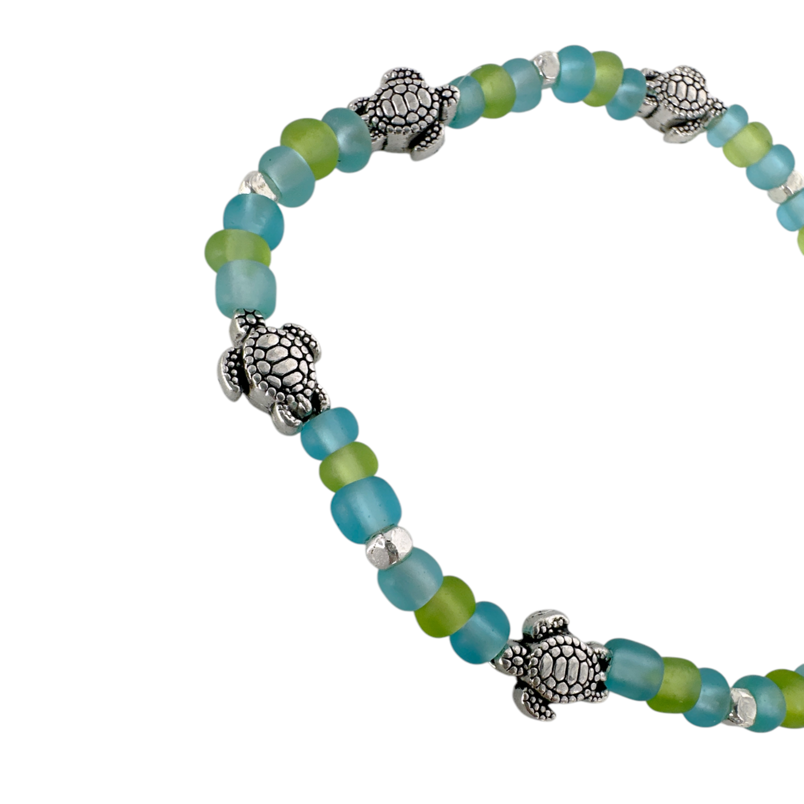 Pack of 5 Tween Size Beaded Stretch Bracelets Light Blue KT2