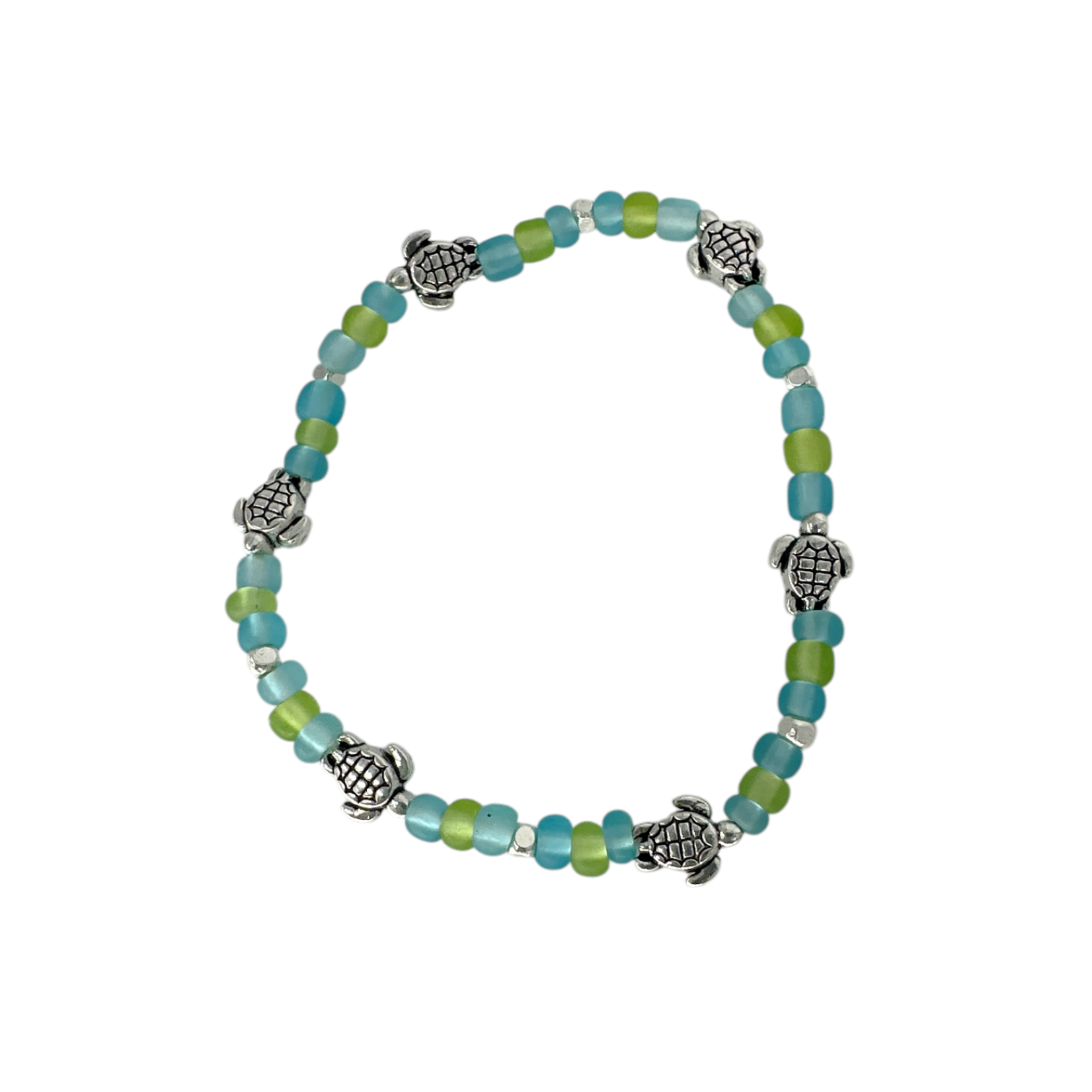 Pack of 5 Tween Size Beaded Stretch Bracelets Light Blue KT2