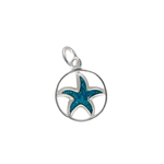P232 Sterling Silver Blue Sparkle Enamel Starfish Pendant