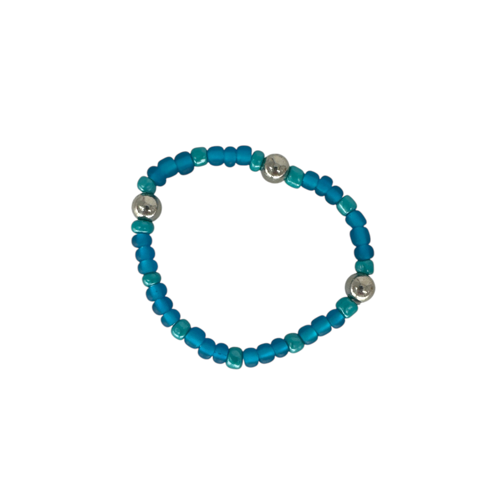 Pack of 5 Kid Size Beaded Stretch Bracelets Blue