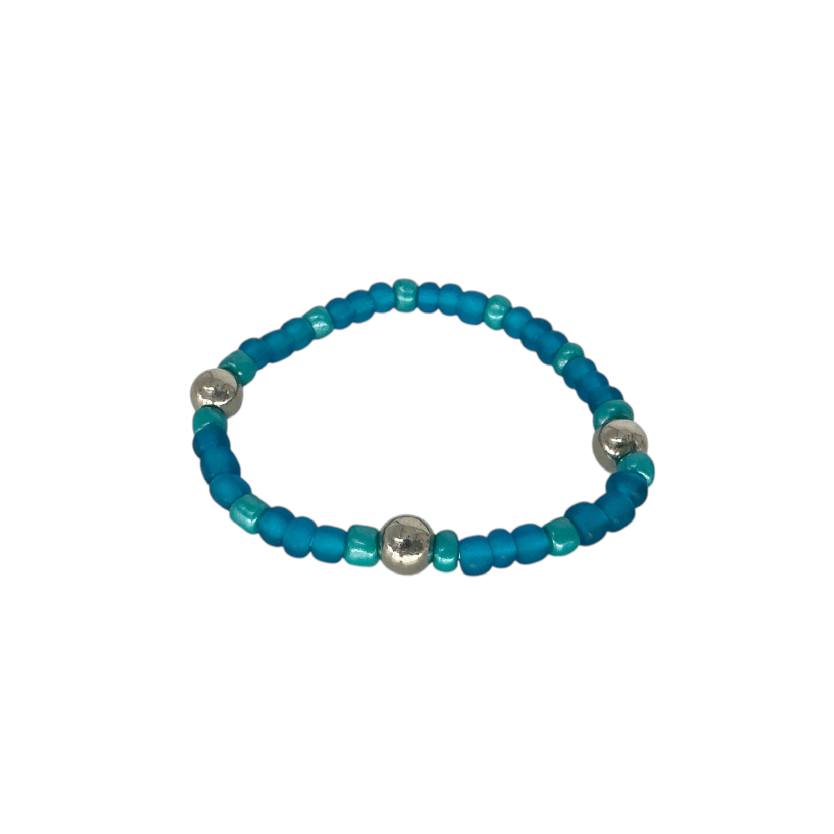 Pack of 5 Kid Size Beaded Stretch Bracelets Blue