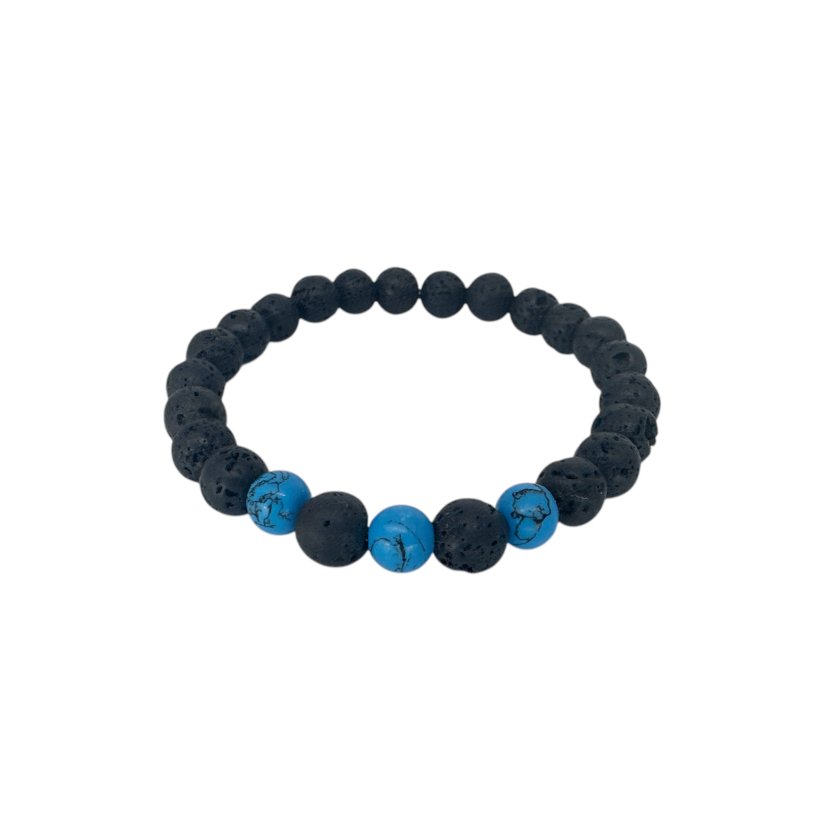 Keiki Size 6mm Lava with Blue Howlite Stretch Bracelet