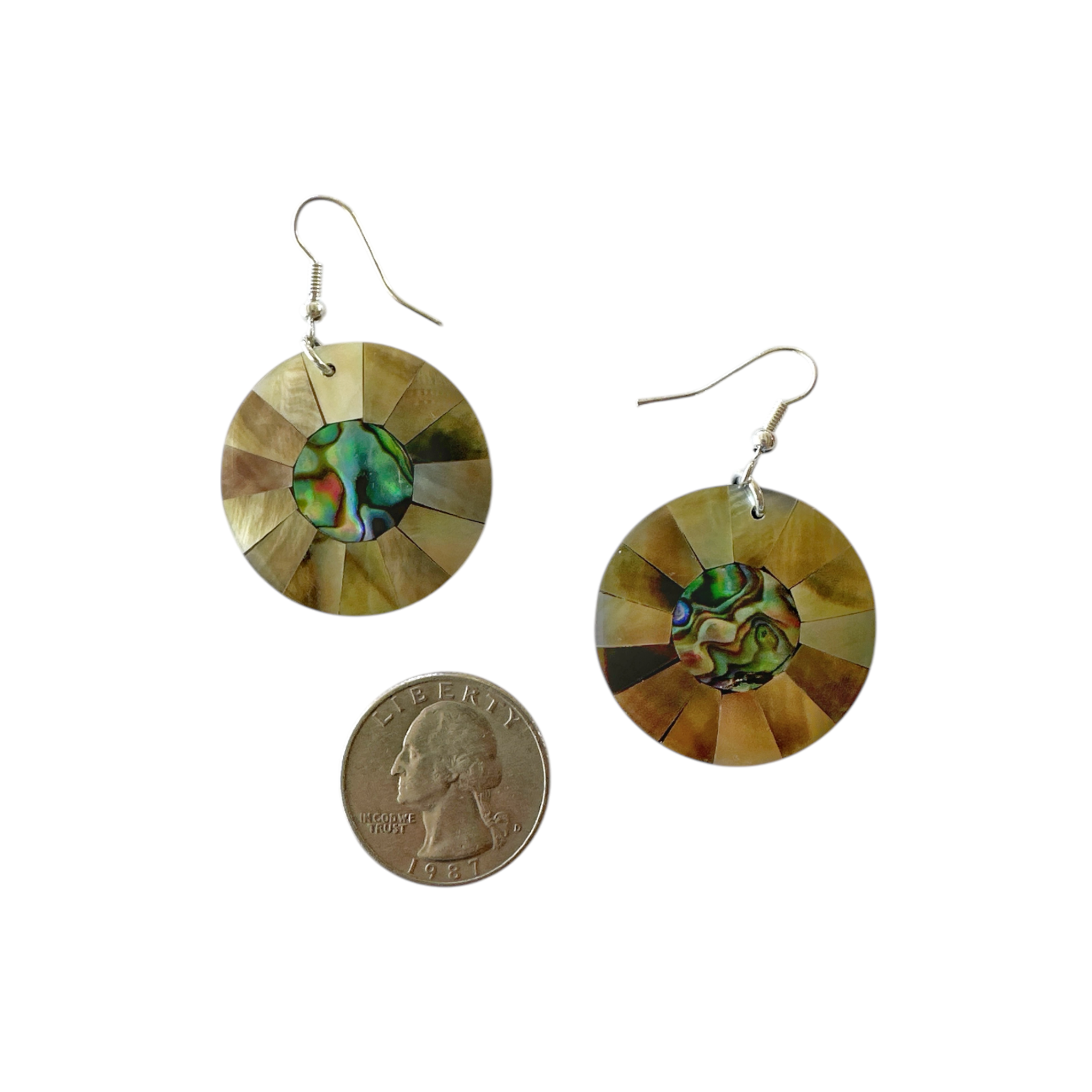 EB35 Island Shell Earrings Gold Shell with Paua