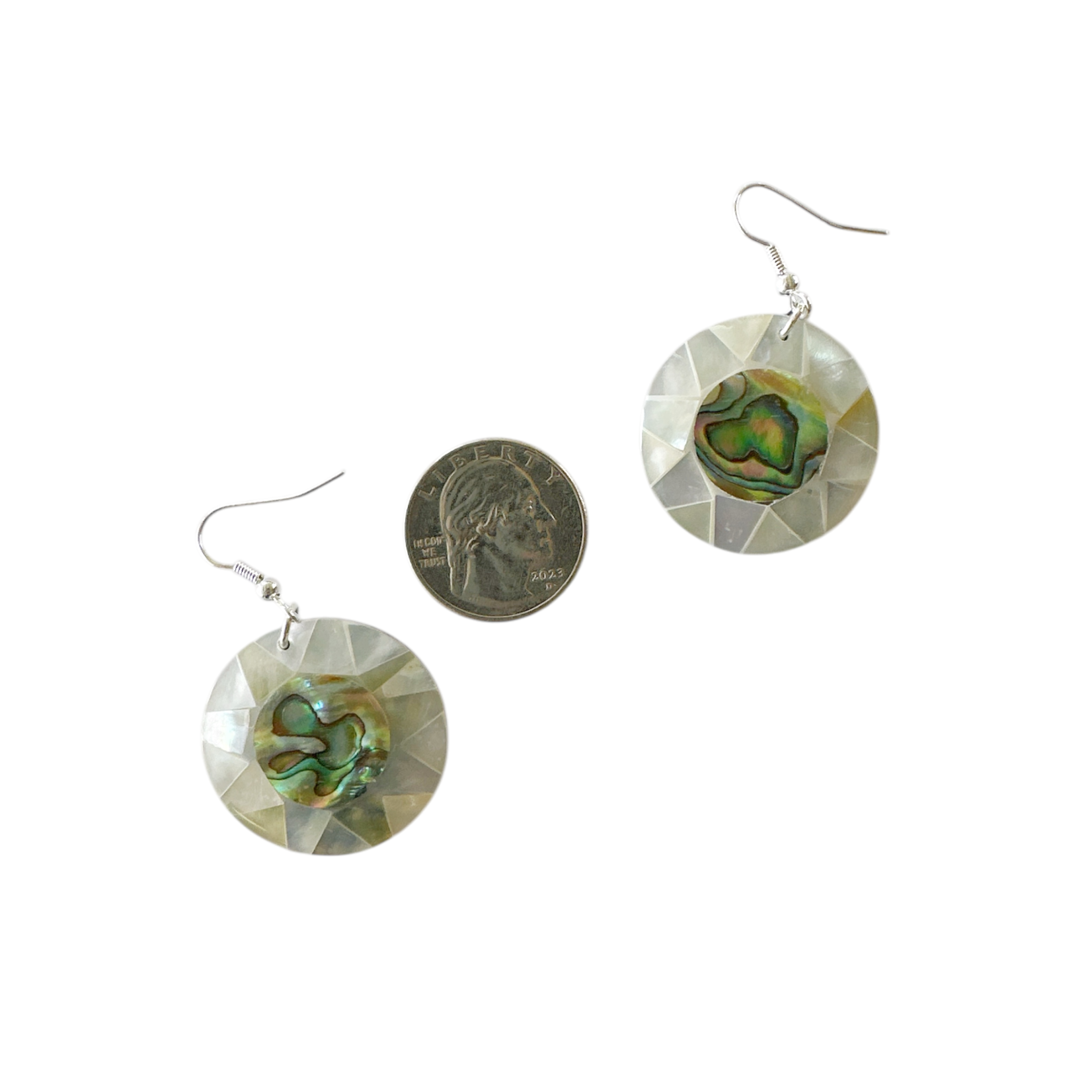 EA109 Island Shell Earrings Paua & Mother of Pearl Round Starburst