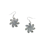 EB16 Island Shell Earrings Carved Grey Shell Small Flower