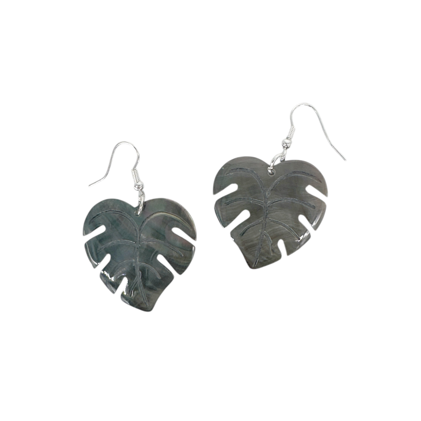 EA181A Island Shell Earrings Monstera Modern Grey