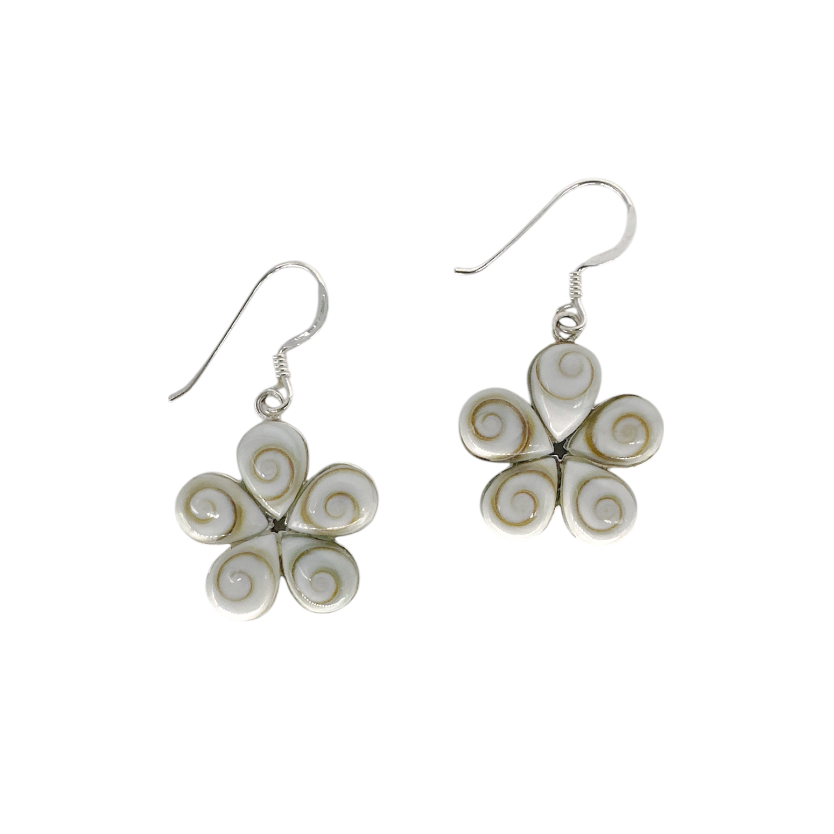 SE194 Sterling Silver Eye of Shiva Flower Dangle Earrings