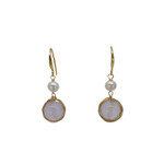 Copper, Jade & Pearl Lavender Wire Wrap Dangle Earrings
