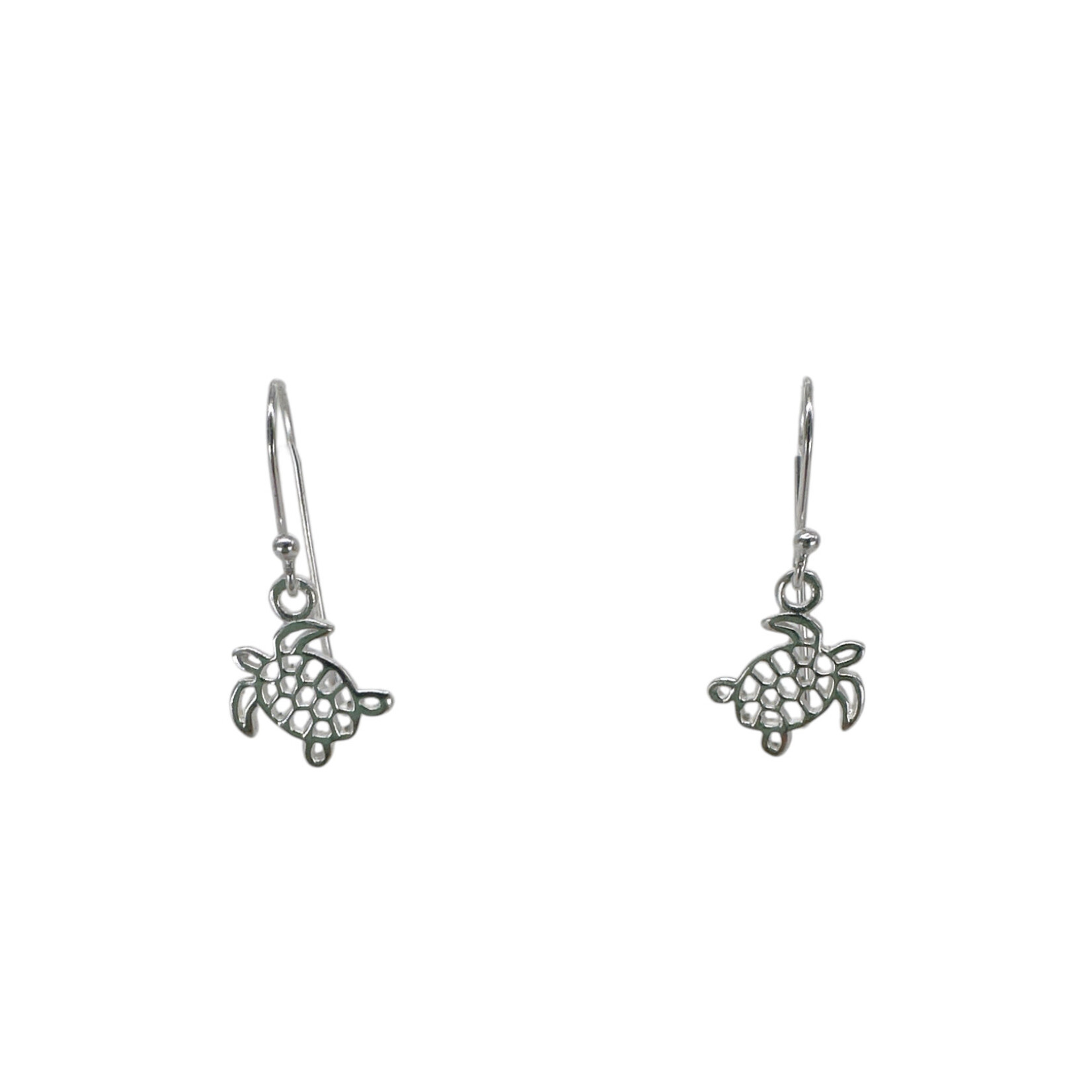 SE333 Sterling Silver Turtle Open Weave Fishhook Dangle Earrings