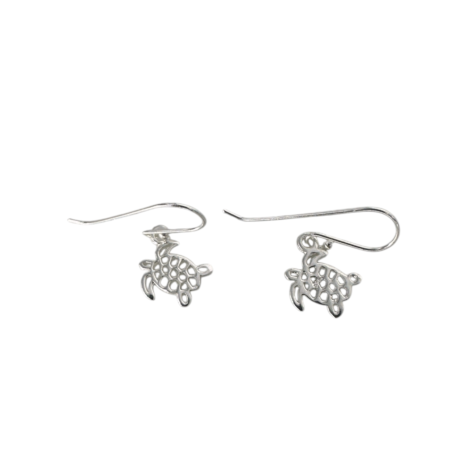 SE333 Sterling Silver Turtle Open Weave Fishhook Dangle Earrings