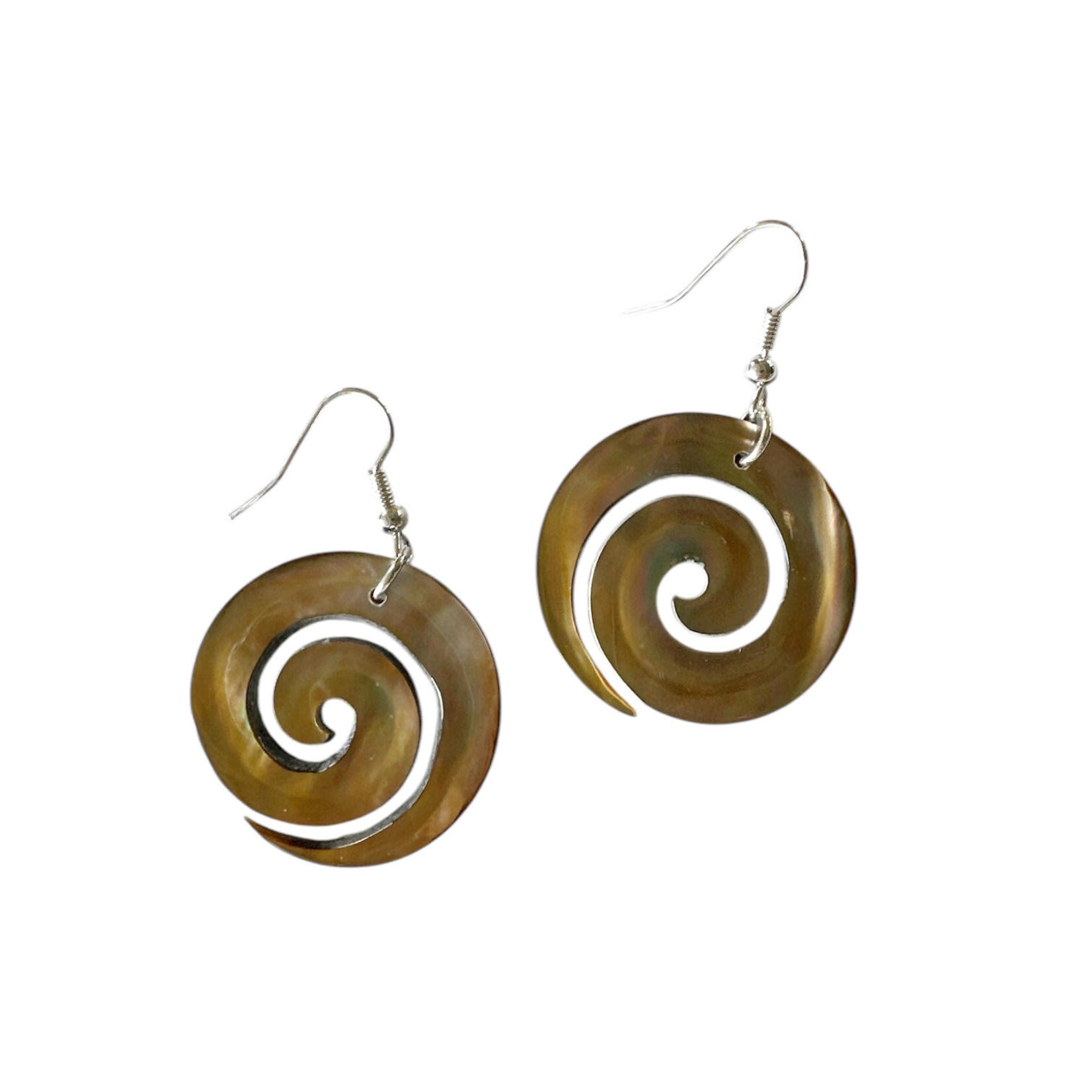 EB15 Island Shell Earrings Carved Gold Everlasting Spiral