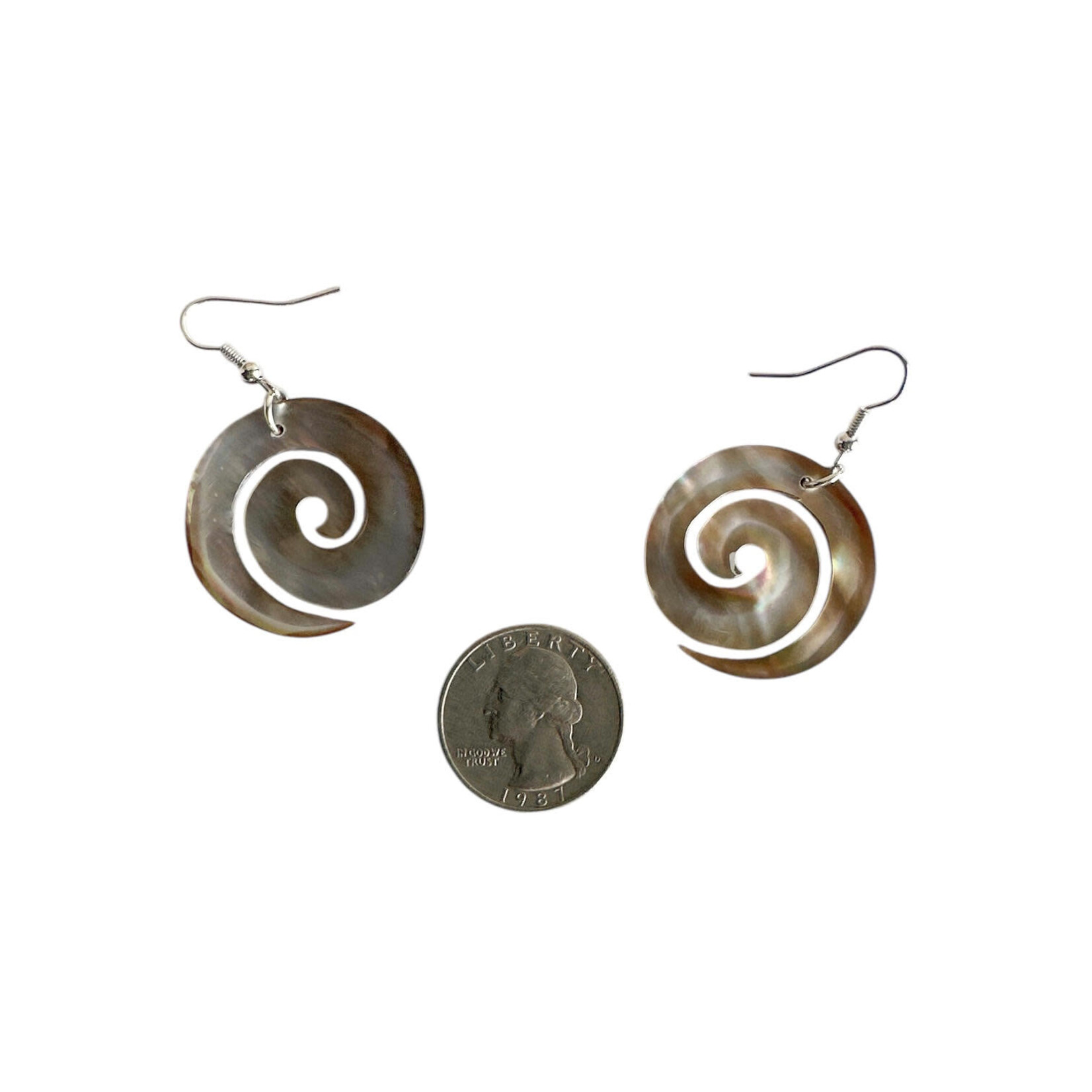 EB15 Island Shell Earrings Carved Gold Everlasting Spiral