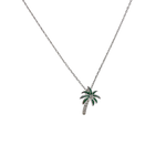 Sterling Silver Necklace with Adjustable Chain CZ Palm Tree