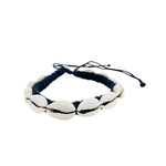 Cowry Shell Adjustable Rope Bracelet Navy