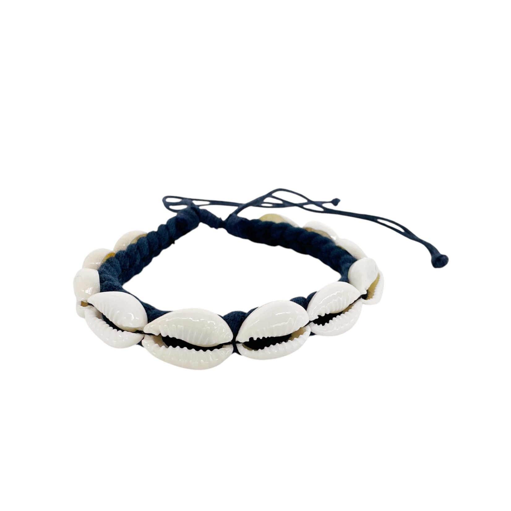 Cowry Shell Adjustable Rope Bracelet Navy