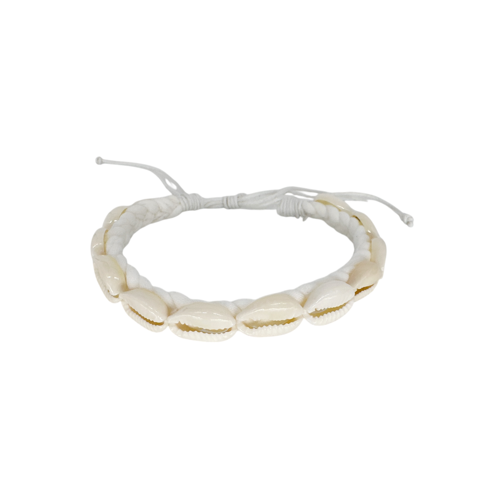 Cowry Shell Adjustable Rope Bracelet White