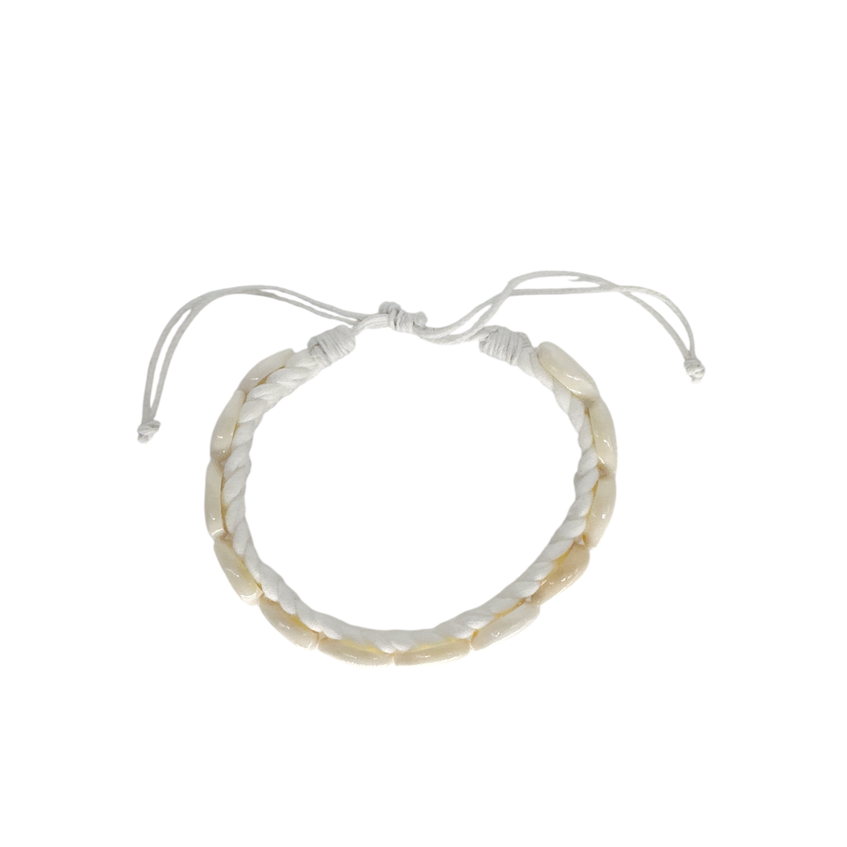 Cowry Shell Adjustable Rope Bracelet White