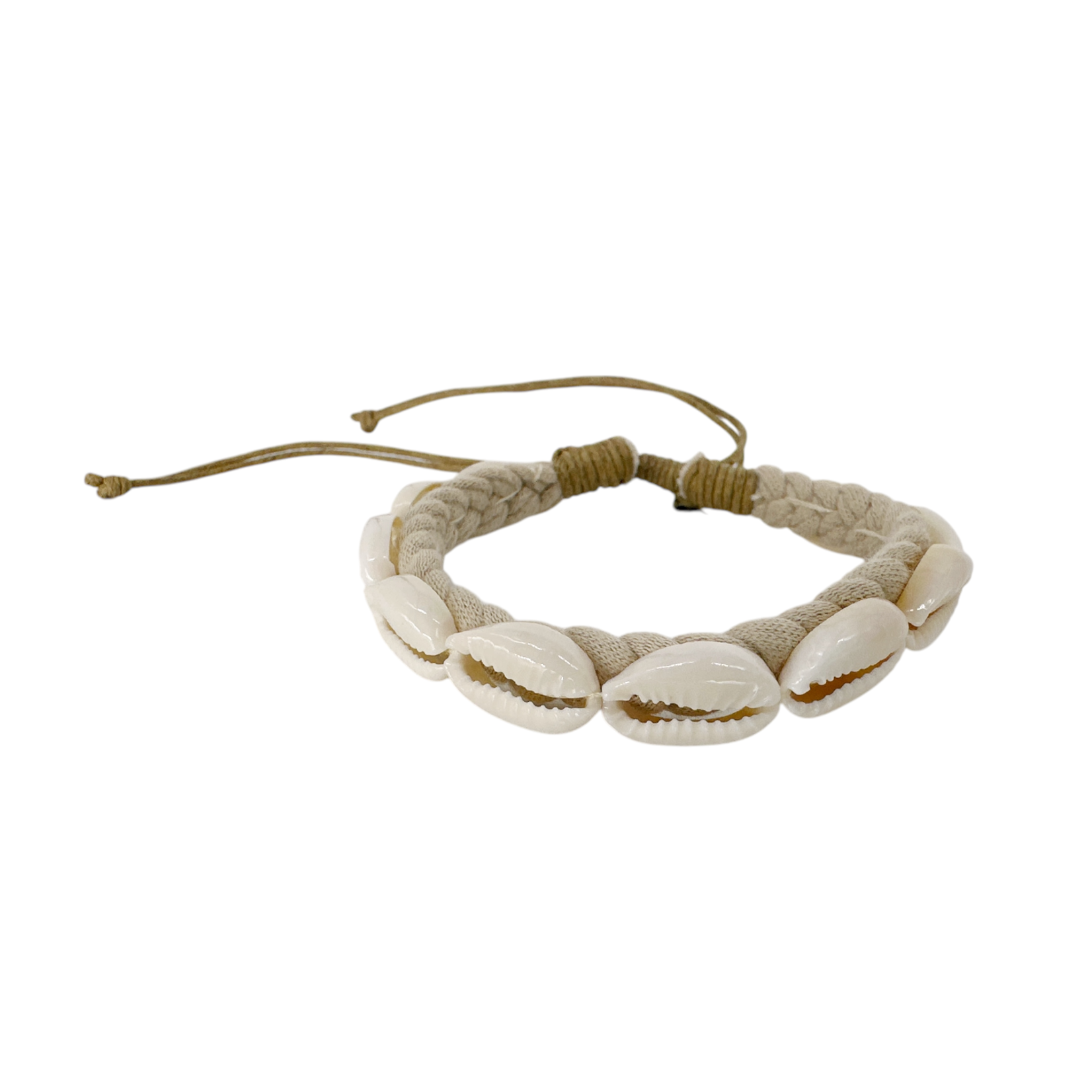 Cowry Shell Adjustable Rope Bracelet Natural
