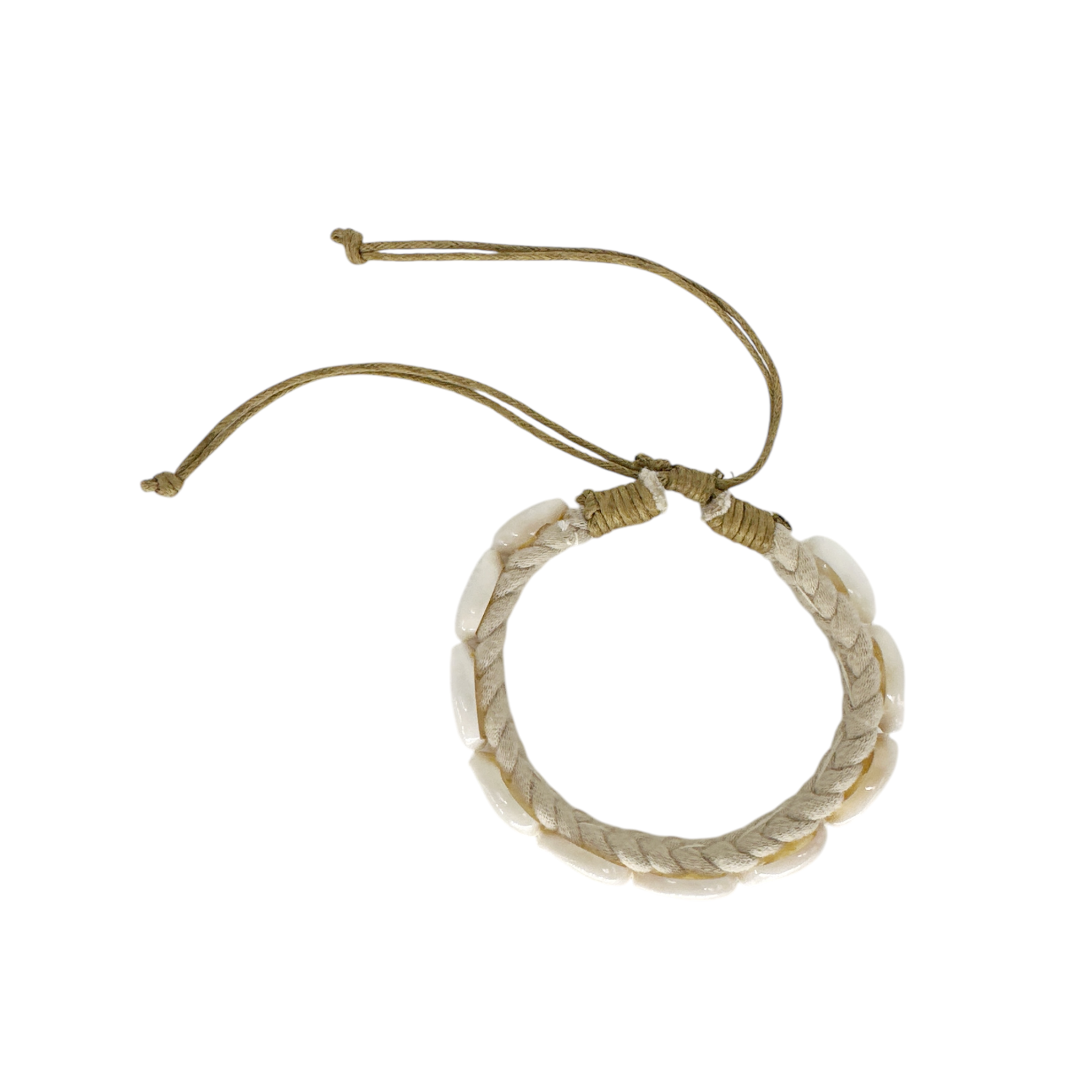 Cowry Shell Adjustable Rope Bracelet Natural