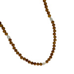 36" 9mm Sandalwood and MOP 8x10mm Single-Set Pikake Beaded Necklace