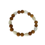 2-to-1 8mm Sandalwood and MOP 8x10mm Pikake Bead Stretch Bracelet