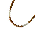 36" 9mm Sandalwood and MOP 8x10mm Triple-Set Pikake Beaded Necklace