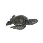 Hand Carved Green Albesia Kauai Turtle with Island Chain